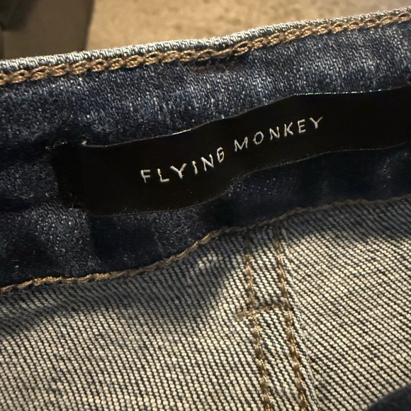 Flying Monkey Dark Blue Distressed Straight Leg Jeans Size 26 - Picture 3 of 6